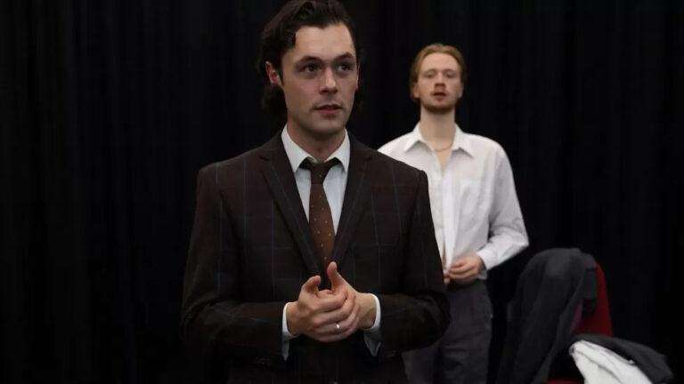 Image is of actors Jordan Tweddle (left) and George Miller (right) in the performance held at the New Adelphi Theatre in November 2022